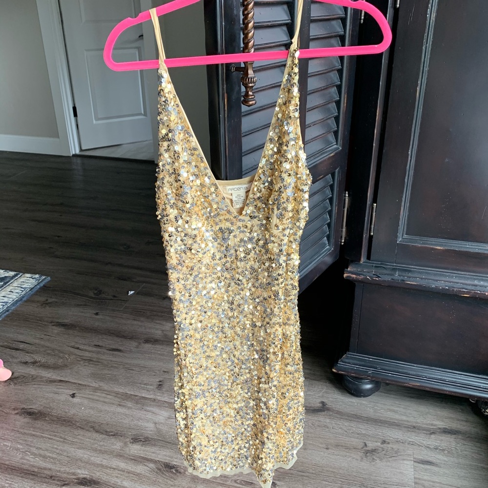 Arden B Gold Sequin Mini Dress